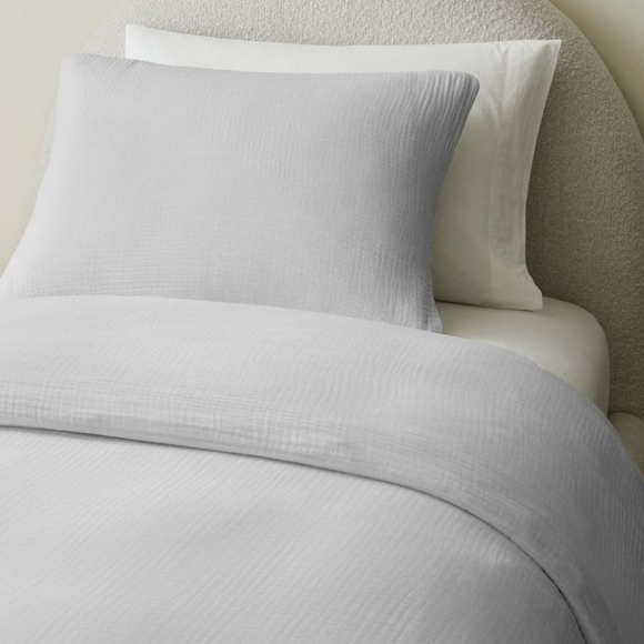 NEW West Elm Dreamy cotton gauze twin duvet cover - frost gray
